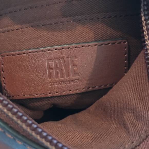 Frye Leather Wristlet Pouch Clutch Brown Cognac - Picture 5 of 8